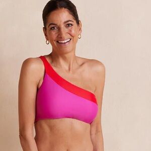 SUMMERSALT The Sidestroke Bikini Top Size 6 Hibiscus pink & lava red